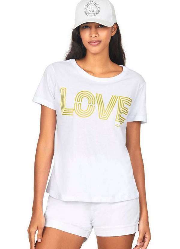 Polo Wear - Camiseta Feminina Malha Estampa Love Polo Wear Branco Branco