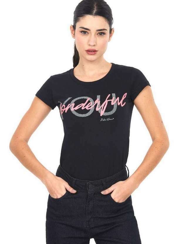 Polo Wear - Camiseta Feminina Malha Wonderful Polo Wear Preto Preto