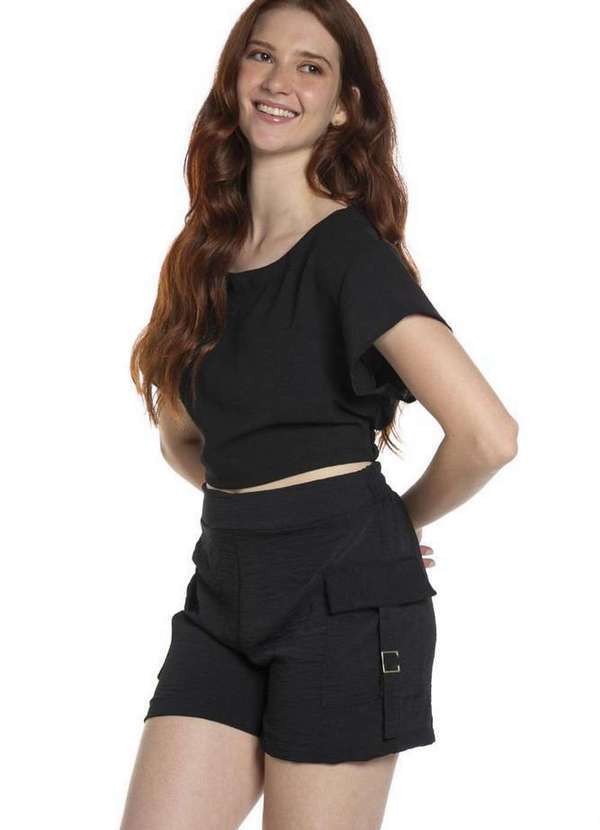Polo Wear - Cropped Feminino Abertura Costas Polo Wear Preto Preto