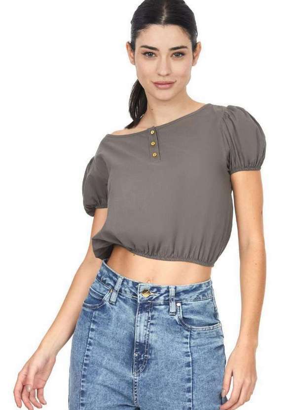 Polo Wear - Cropped Feminino com Botões Polo Wear Verde Médio Verde Médio