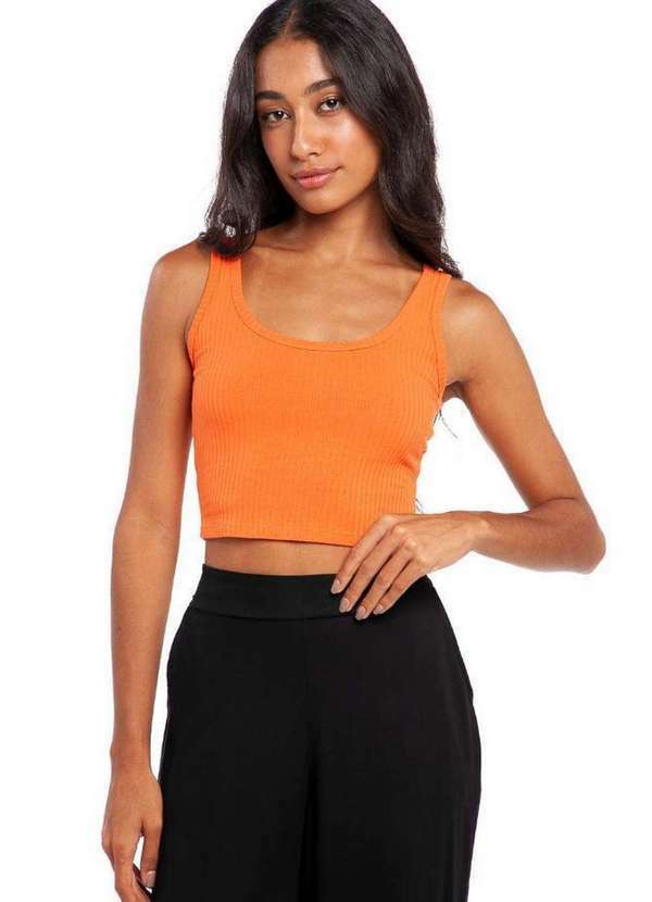 Polo Wear - Regata Curta Feminina Malha Lisa Polo Wear Laranja Escuro Laranja Escuro