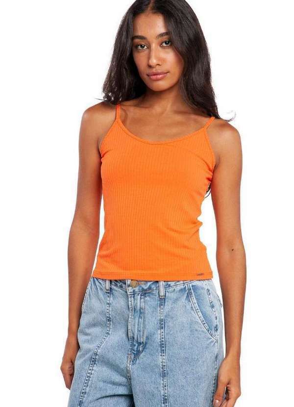 Polo Wear - Regata Feminina Básica Alça Fina Lisa Polo Wear Laranja Escuro Laranja Escuro