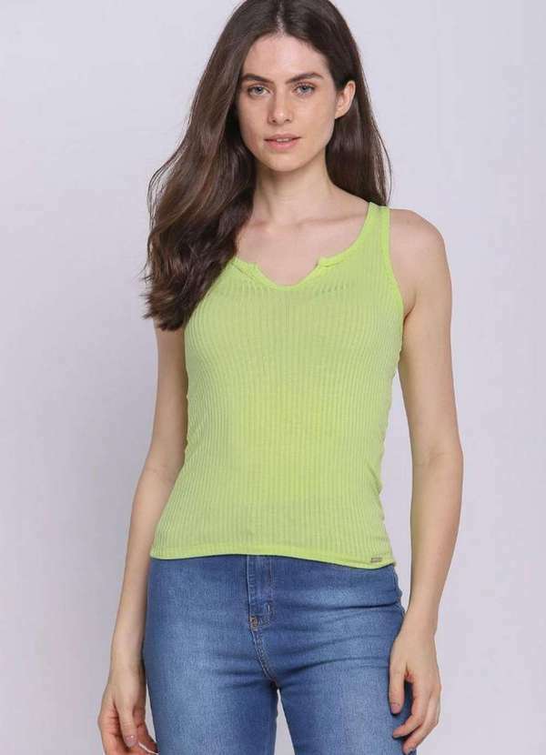 Polo Wear - Regata Feminina Decote Recorte Polo Wear Verde Claro Verde Claro