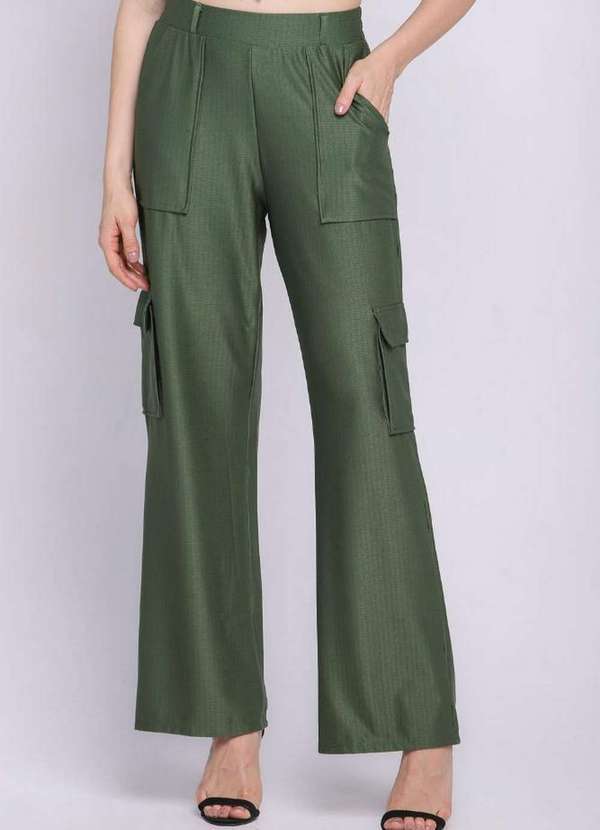 Polo Wear - Calça Feminina Cargo Lisa Polo Wear Verde Escuro Verde Escuro