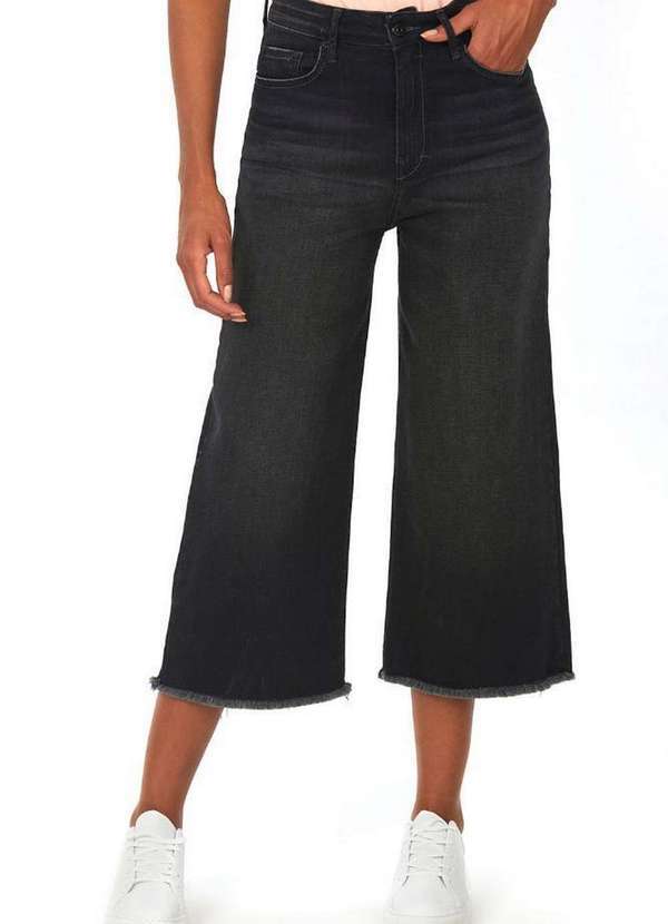 Polo Wear - Calça Feminina Jeans Pantacourt Polo Wear Preto Preto