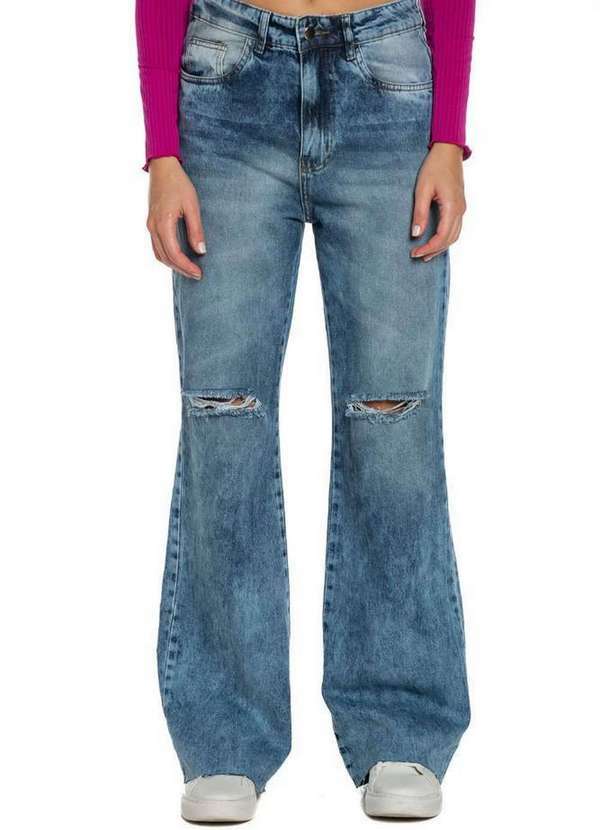 Polo Wear - Calça Feminina Jeans Wide Leg Polo Wear Jeans Claro Jeans Claro