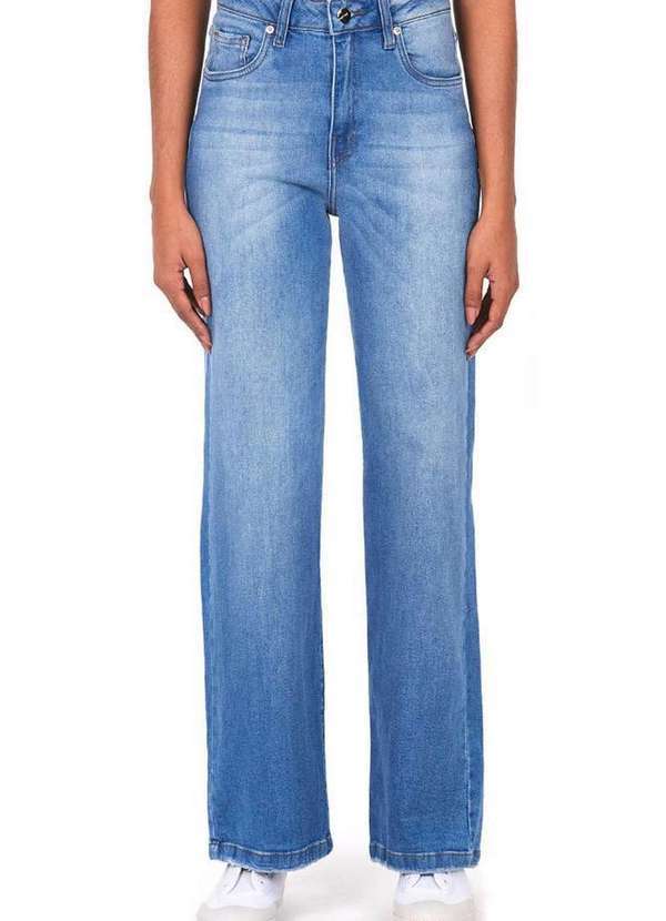Polo Wear - Calça Feminina Jeans Wide Leg Polo Wear Jeans Médio Jeans Médio