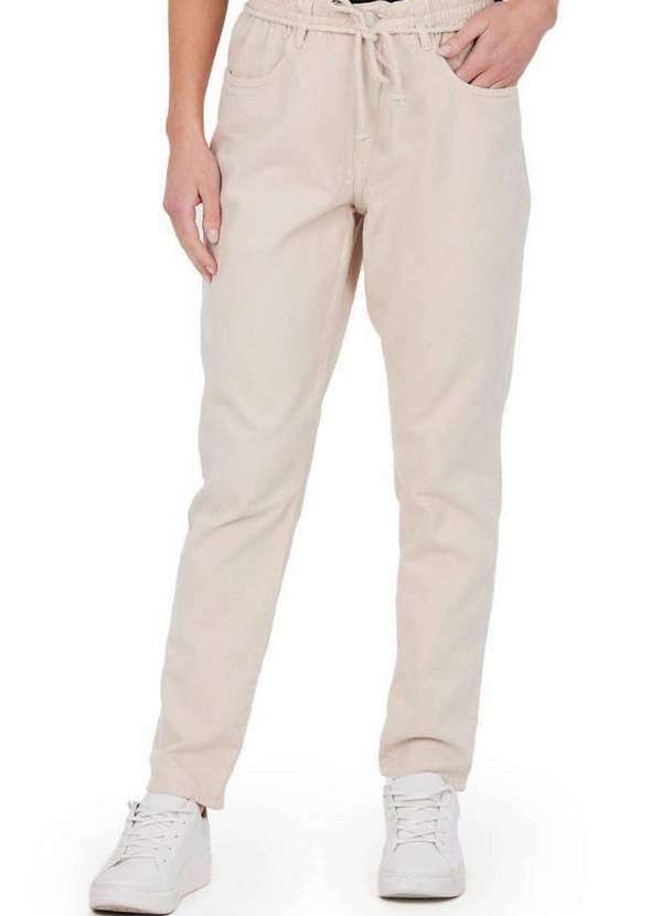 Polo Wear - Calça Feminina Sarja Jogger Cadarço Polo Wear Bege Claro Bege Claro
