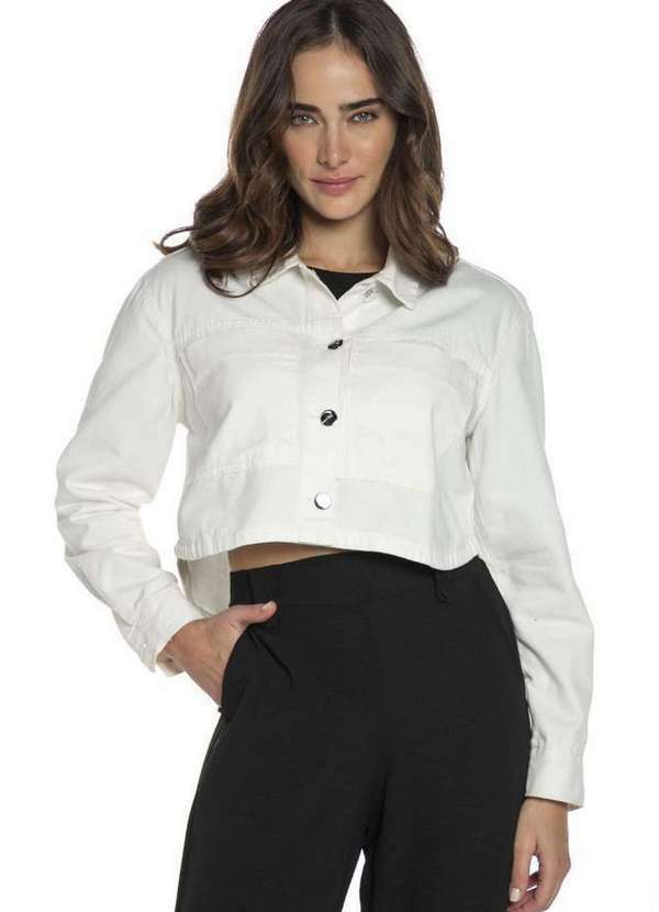 Polo Wear - Camisa Curta Feminina Malha Bolsos Polo Wear Off White Off White