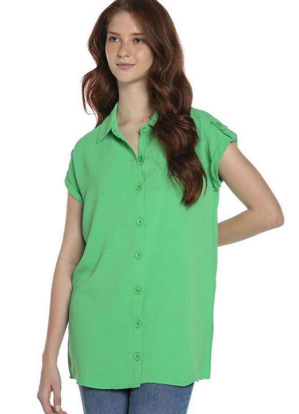 Polo Wear - Camisa Feminina Malha Detalhe Manga Polo Wear Verde Escuro Verde Escuro