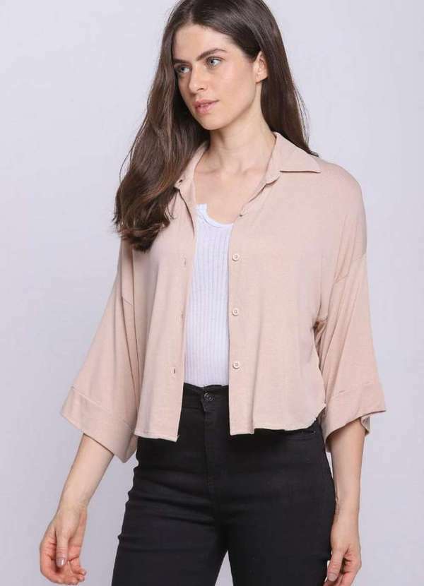 Polo Wear - Camisa Feminina Malha Lisa Polo Wear Bege Claro Bege Claro