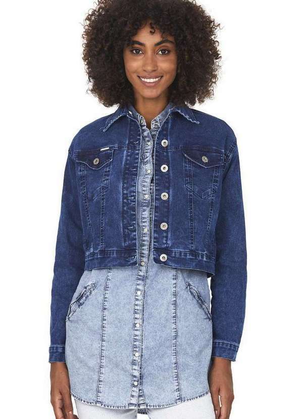 Polo Wear - Jaqueta Curta Feminina Jeans Destroyed Polo Wear Jeans Médio Jeans Médio