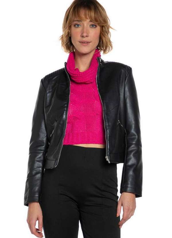 Jaqueta Puffer Feminina Jaqueta De Couro Feminina Preta Com Capuz