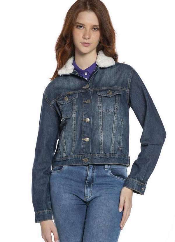 Polo Wear - Jaqueta Feminina Jeans Destroyed Polo Wear Jeans Escuro Jeans Escuro