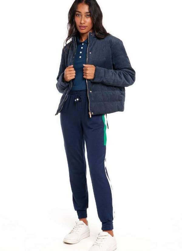 Polo Wear Jaqueta Feminina Nylon Puffer Lisa Polo Wear Azul Escuro Azul  Escuro