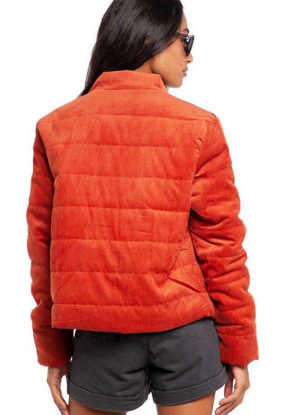 Polo Wear Jaqueta Feminina Nylon Puffer Lisa Polo Wear Laranja Escuro  Laranja Escuro