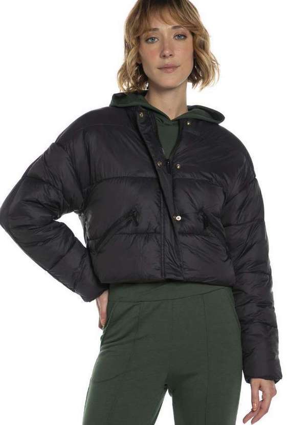 Polo Wear - Jaqueta Feminina Puffer Lisa Bolsos Polo Wear Preto Preto
