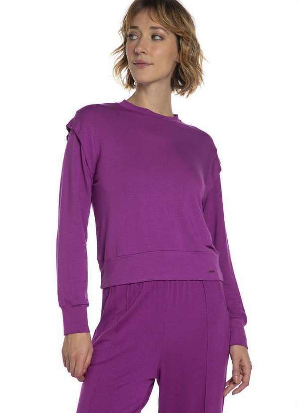 Polo Wear - Moletom Feminino Detalhe Babado Polo Wear Roxo Escuro Roxo Escuro