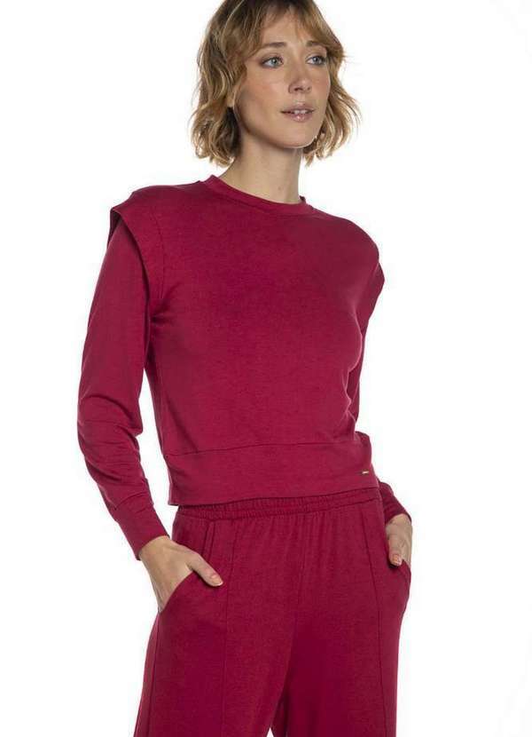 Polo Wear - Moletom Feminino Detalhe Babado Polo Wear Vermelho Escuro Vermelho Escuro