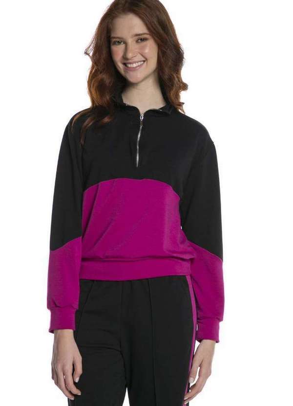 Polo Wear - Moletom Feminino Malha Dual Color Polo Wear Rosa Escuro Rosa Escuro