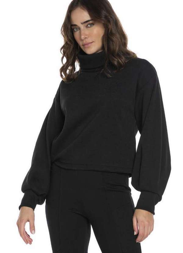 Polo Wear - Moletom Feminino Malha Liso Polo Wear Preto Preto