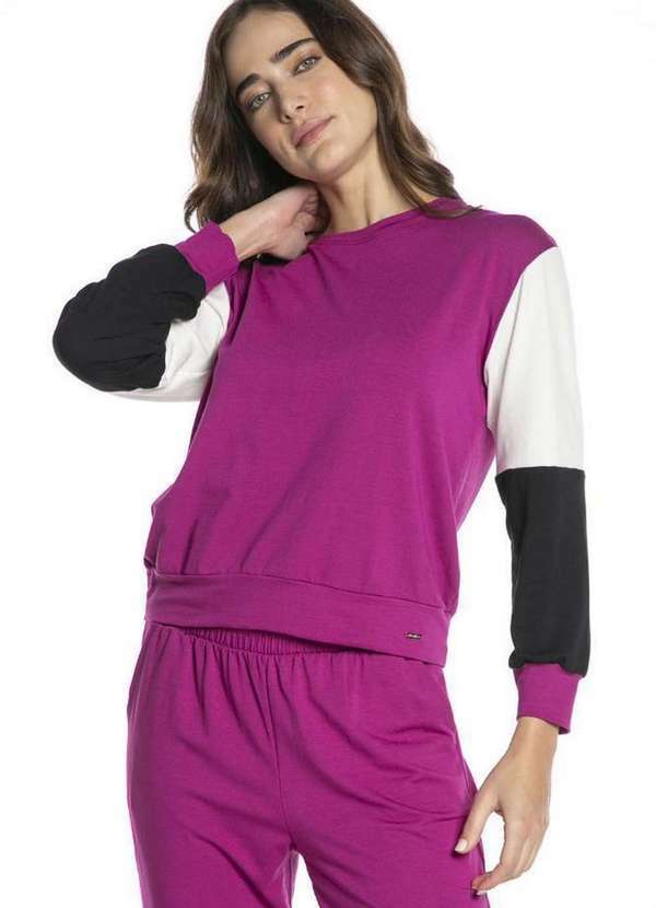 Polo Wear - Moletom Feminino Malha Recorte Cores Polo Wear Rosa Escuro Rosa Escuro