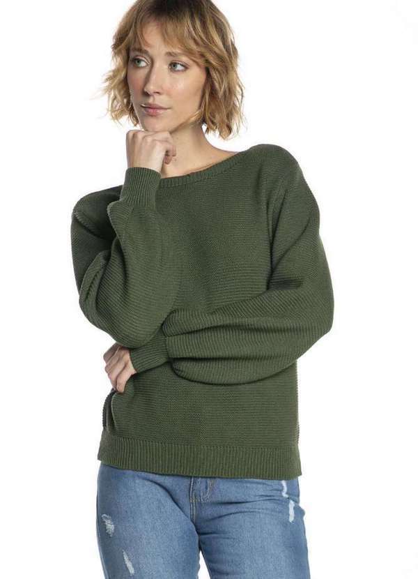 Polo Wear - Suéter Feminino Tricô Liso Polo Wear Verde Médio Verde Médio
