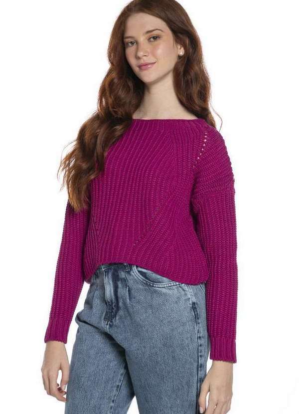 Polo Wear - Suéter Feminino Tricot Detalhe Ombro Polo Wear Rosa Escuro Rosa Escuro