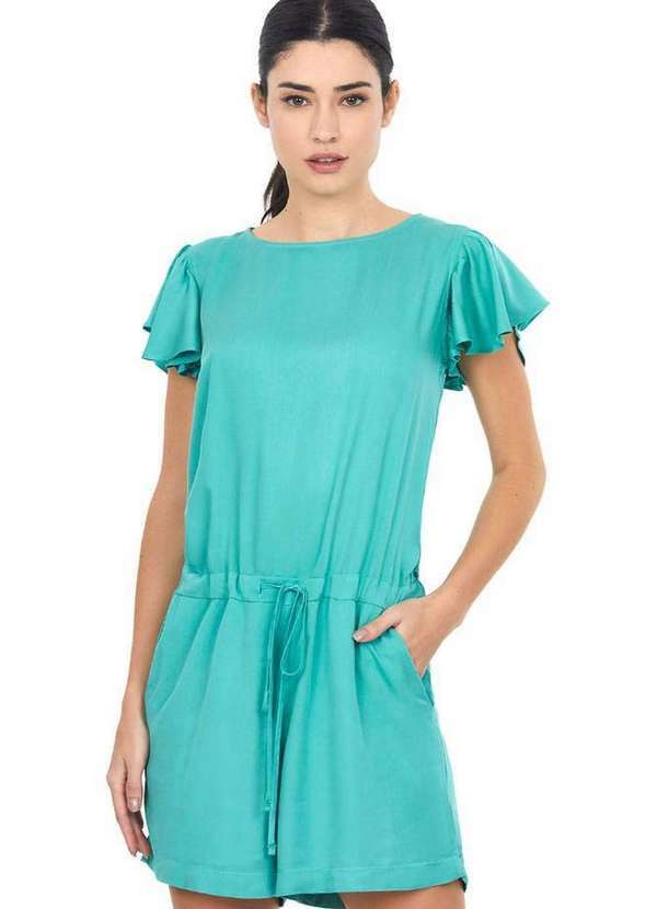 Polo Wear - Macaquinho Curto Feminino Viscose Liso Polo Wear Verde Claro Verde Claro