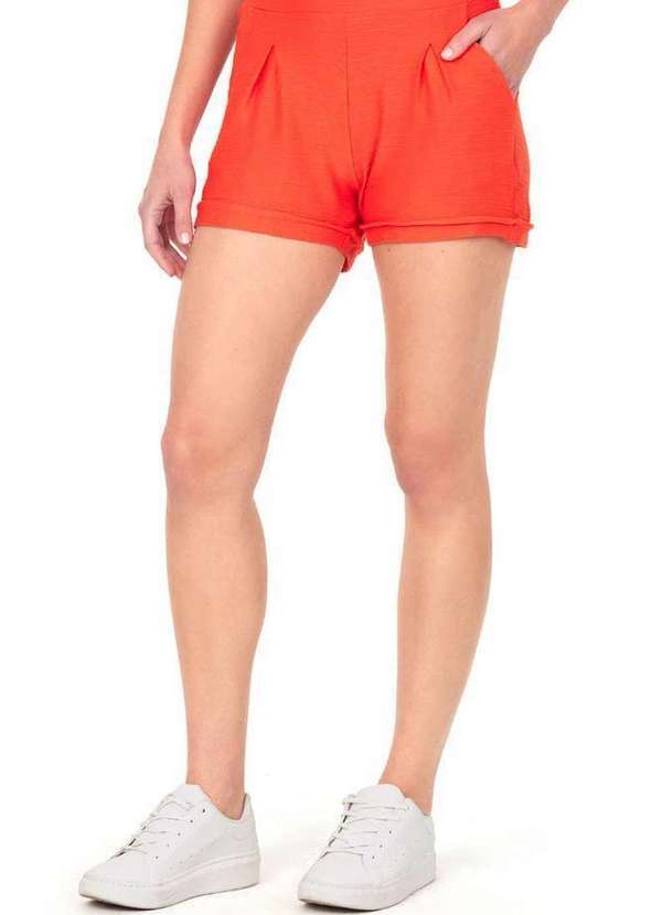 Polo Wear - Short Feminino Prega Frontal Polo Wear Laranja Médio Laranja Médio