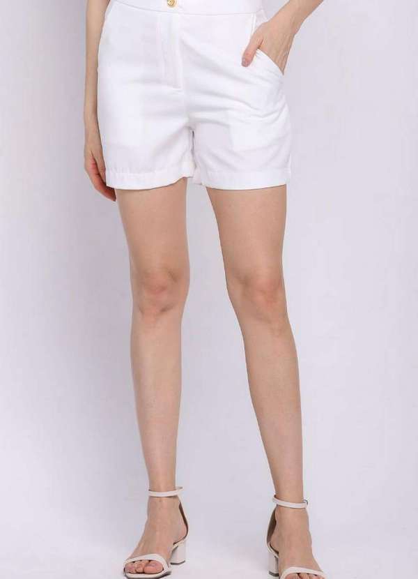 Polo Wear - Short Feminino Viscose Alfaiataria Polo Wear Off White Off White
