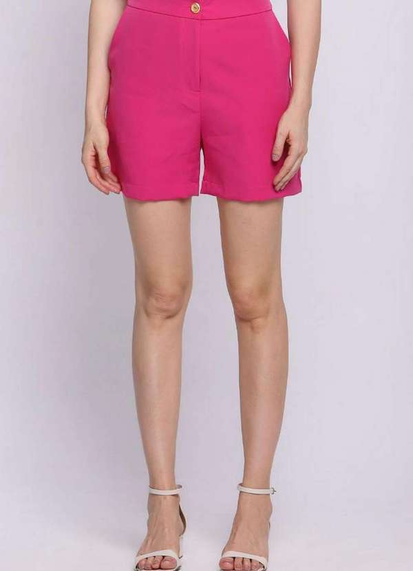 Polo Wear - Short Feminino Viscose Alfaiataria Polo Wear Rosa Escuro Rosa Escuro
