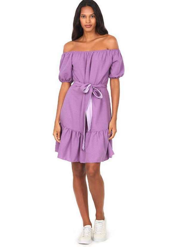Polo Wear - Vestido Curto Coleção com Babados Polo Wear Roxo Claro Roxo Claro