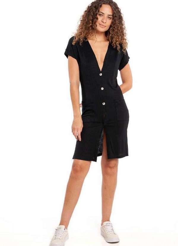 Polo Wear - Vestido Curto Malha Coleção com Bolsos Polo Wear Preto Preto