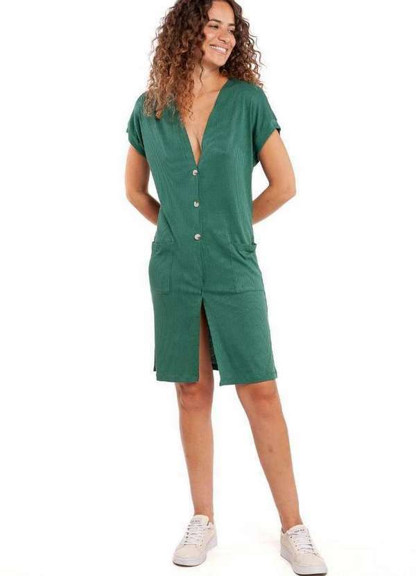 Polo Wear - Vestido Curto Malha Coleção com Bolsos Polo Wear Verde Médio Verde Médio