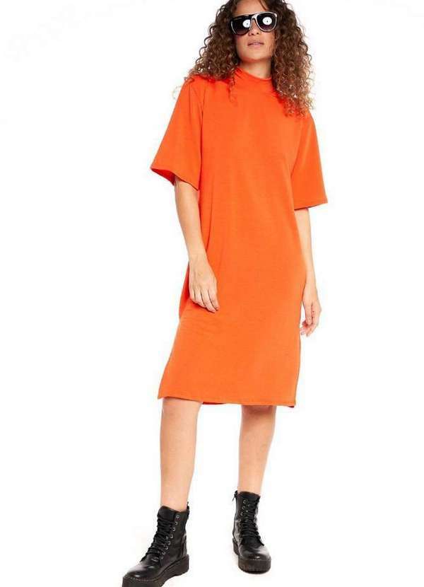 Polo Wear - Vestido Midi Gola Alta Polo Wear Laranja Escuro Laranja Escuro