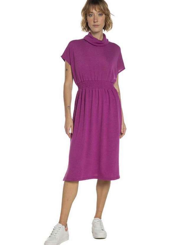 Polo Wear - Vestido Midi Malha Coleção Detalhes Polo Wear Rosa Escuro Rosa Escuro