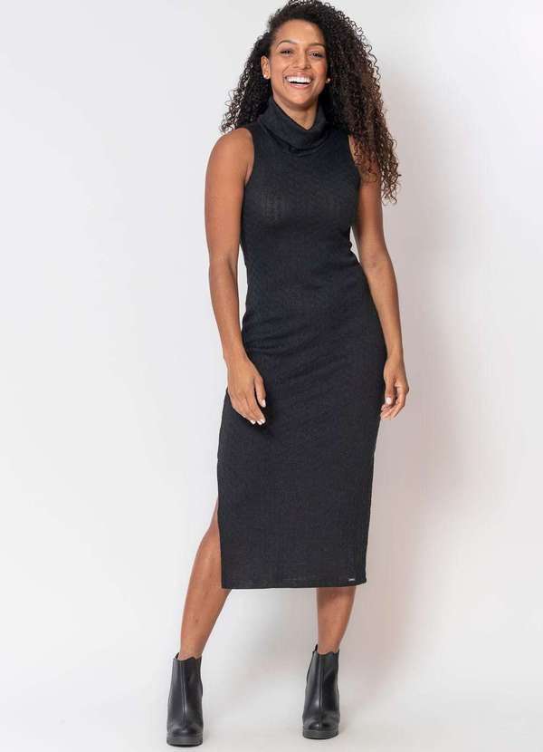 Polo Wear - Vestido Tricot Gola Alta Polo Wear Preto Preto