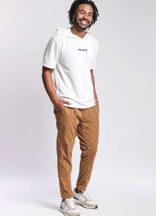 Polo Wear - Calça Masculina Cós Elástico Polo Wear Bege Médio Bege Médio