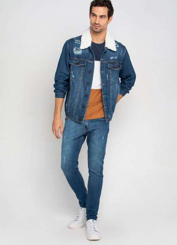 Polo Wear - Calça Masculina Jeans Skinny Logo Polo Wear Jeans Médio Jeans Médio