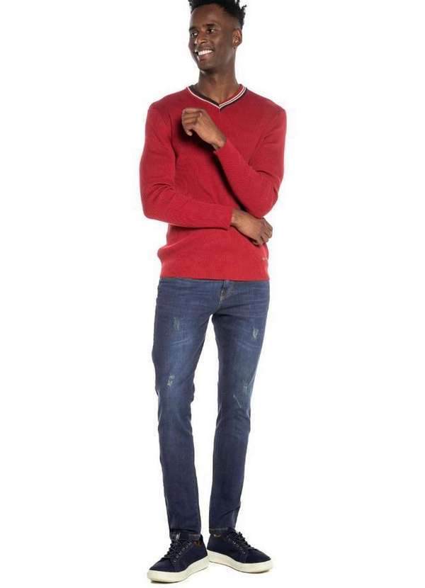 Polo Wear - Calça Masculina Jeans Skinny Puído Polo Wear Jeans Escuro Jeans Escuro