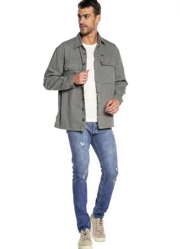 Polo Wear - Calça Masculina Jeans Slim Puída Polo Wear Jeans Claro Jeans Claro