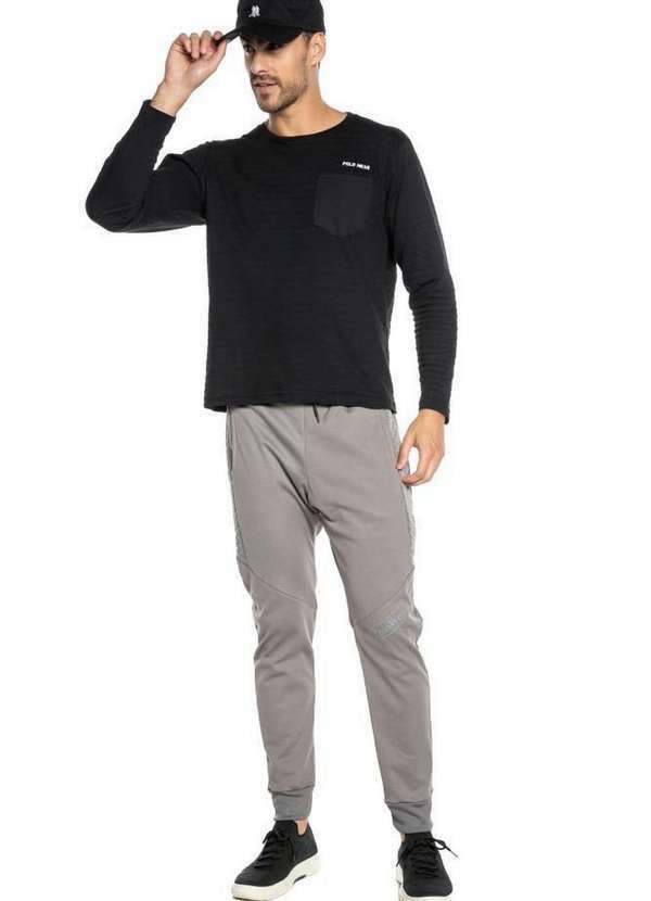 Polo Wear - Calça Masculina Moletom Logo Frontal Polo Wear Cinza Escuro Cinza Escuro