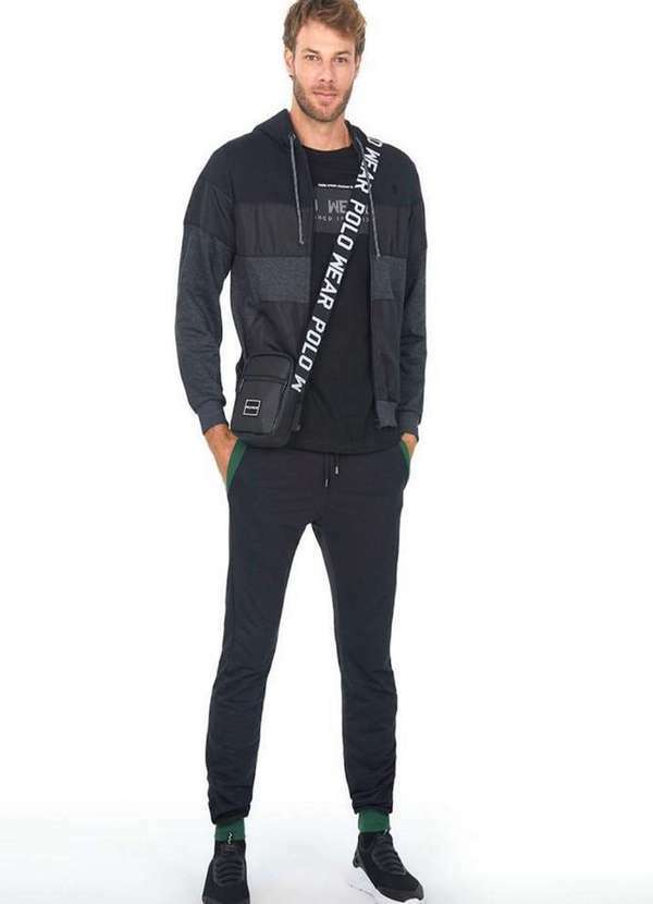 Polo Wear - Calça Masculina Moletom Vintage Polo Wear Preto Preto