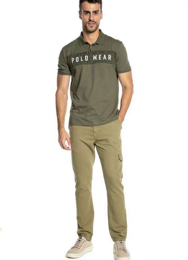 Polo Wear - Calça Masculina Sarja Cargo Polo Wear Verde Médio Verde Médio