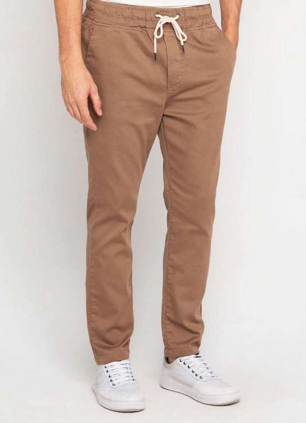 Calça Masculina Sarja Jogger Andrews Polo Wear Caqui Caqui Polo