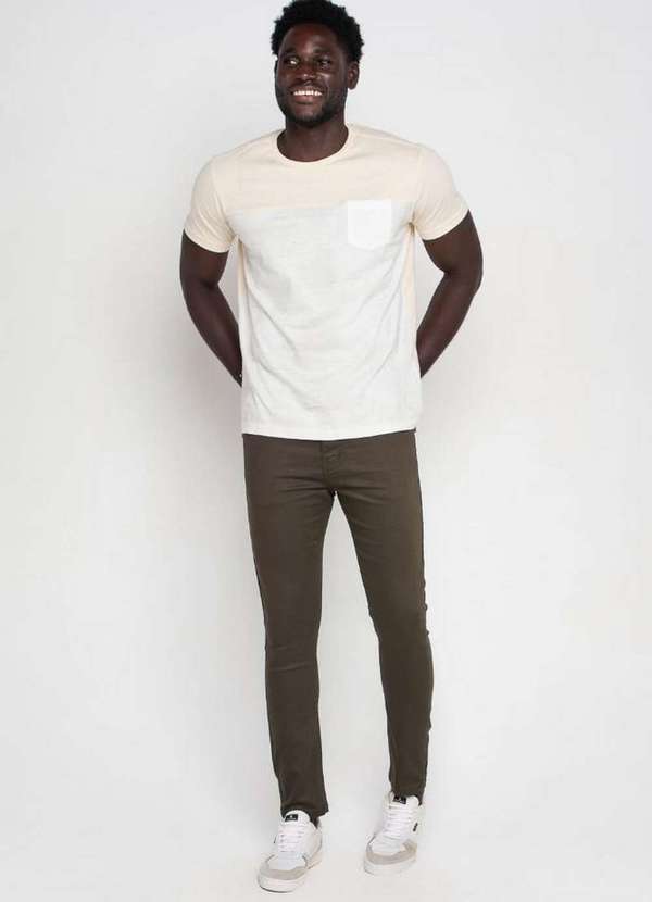 Polo Wear - Calça Masculina Sarja Skinny Aplique Polo Wear Verde Escuro Verde Escuro