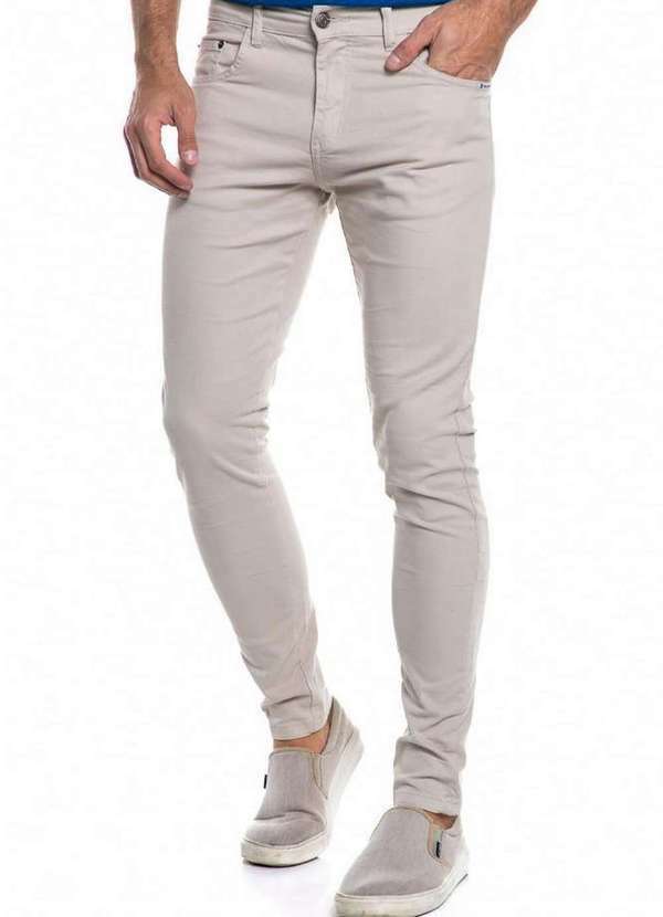 Polo Wear - Calça Masculina Sarja Skinny Básica Polo Wear Bege Claro Bege Claro