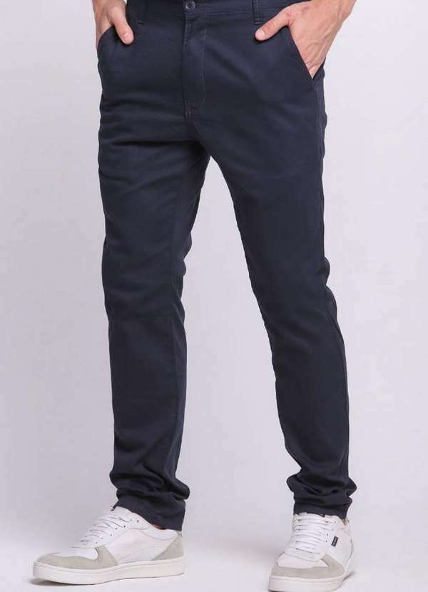 Polo Wear - Calça Masculina Sarja Slim Cristal Polo Wear Azul Escuro Azul Escuro