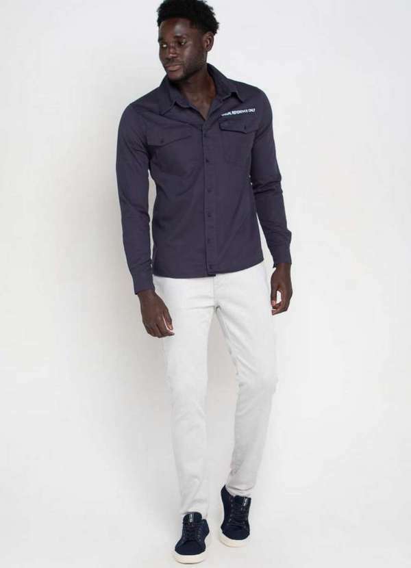 Polo Wear - Calça Masculina Sarja Slim Escape Polo Wear Cinza Claro Cinza Claro